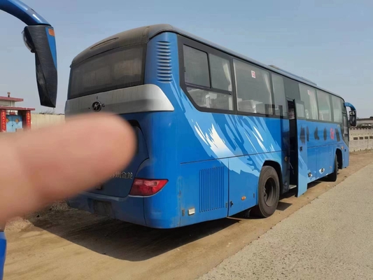 Più alto bus utilizzato KLQ6115 del bus di colore 59 dei sedili di Yuchai del motore 280hp 2+3 dei sedili comando a mano blu diesel della disposizione del secondo