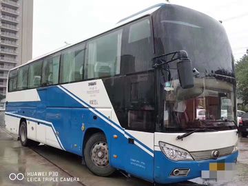 Bianco blu diesel del bus dei sedili del bus 55 del sottobicchiere usato Yutong di LHD 2014 anni ZK6118