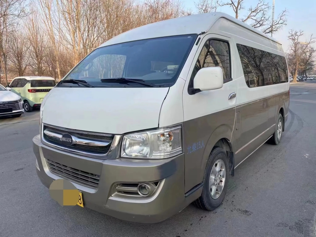 Porta a battenti esterna usata Champagne Color Front Engine del minibus KLQ6540 dei sedili dei furgoni 15 della navetta più su
