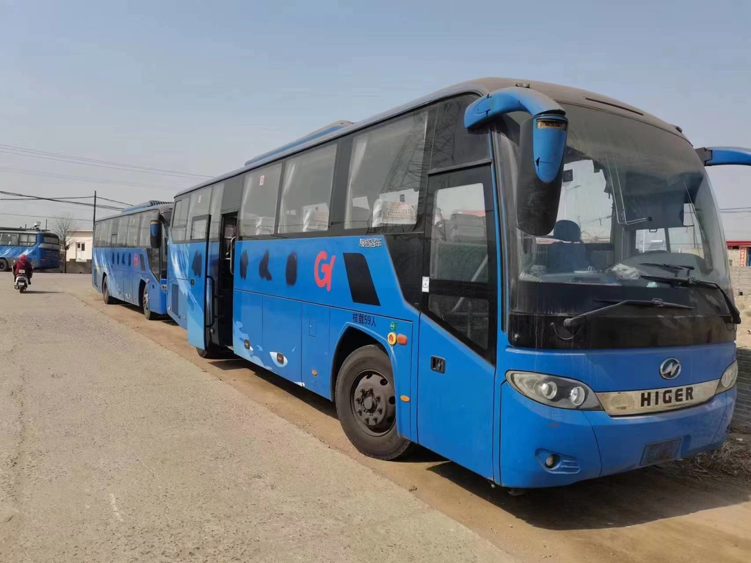 Più alto bus utilizzato KLQ6115 del bus di colore 59 dei sedili di Yuchai del motore 280hp 2+3 dei sedili comando a mano blu diesel della disposizione del secondo