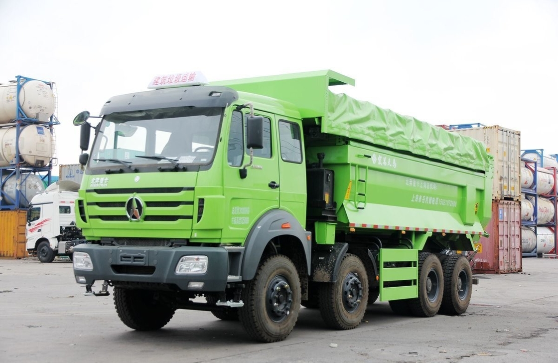 Beiben 8x4 Muck Tipper Usato Camioni Pesanti Cabina singola e mezza fila 12 pneumatici