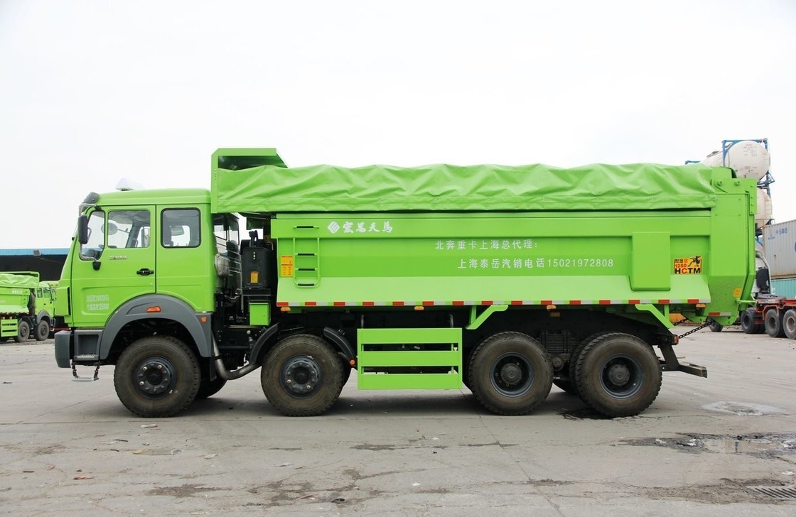 Beiben 8x4 Muck Tipper Usato Camioni Pesanti Cabina singola e mezza fila 12 pneumatici