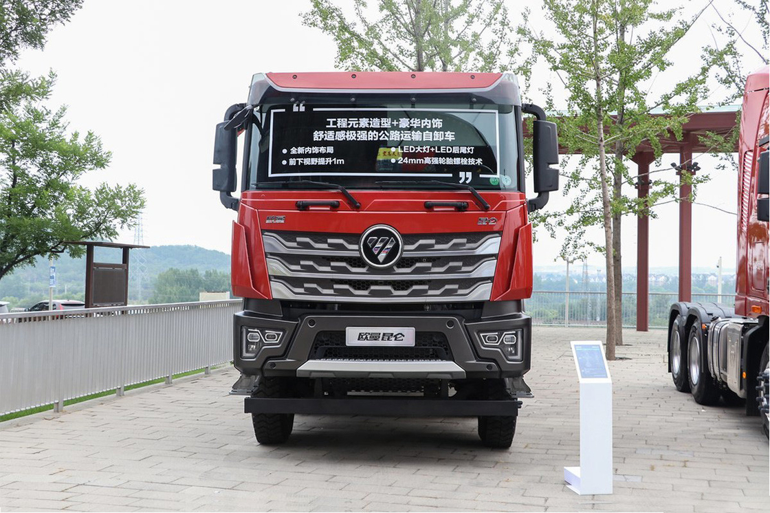 Foton Dump Truck 15 tonnellate 580 cavalli 8X4 7.6M Corpo rosso doppio asse posteriore Casella di carico a forma di U