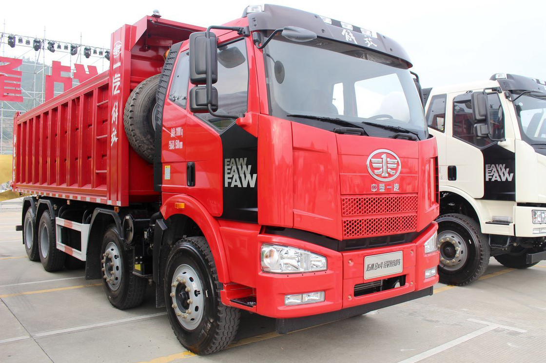 FAW Jiefang Dump Truck J6M Heavy Truck Diesel 350hp Flat Top Single Row Seat 8X4 6,5m Rear Flip Cargo Box