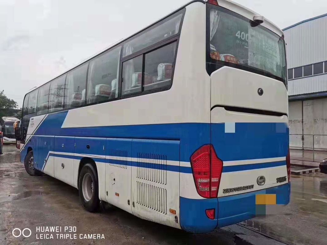 Bianco blu diesel del bus dei sedili del bus 55 del sottobicchiere usato Yutong di LHD 2014 anni ZK6118